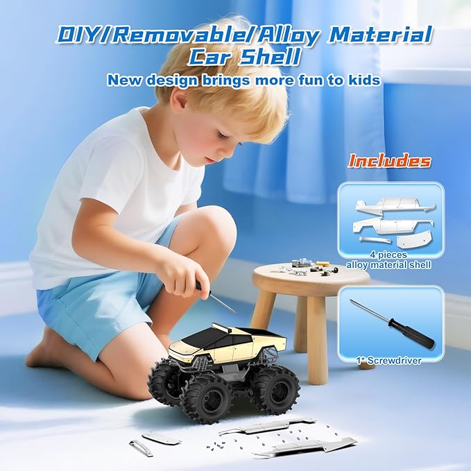 Remote Control Car for Boys, 1:18 Monster Trucks Toys Amphibious RC Cars, 2.4 GHz Waterproof RC Trucks, 4WD All Terrain Off-Road Pickup, Kids Toys for 6-12 Year Old Boys Girls Christmas Birthday Gifts