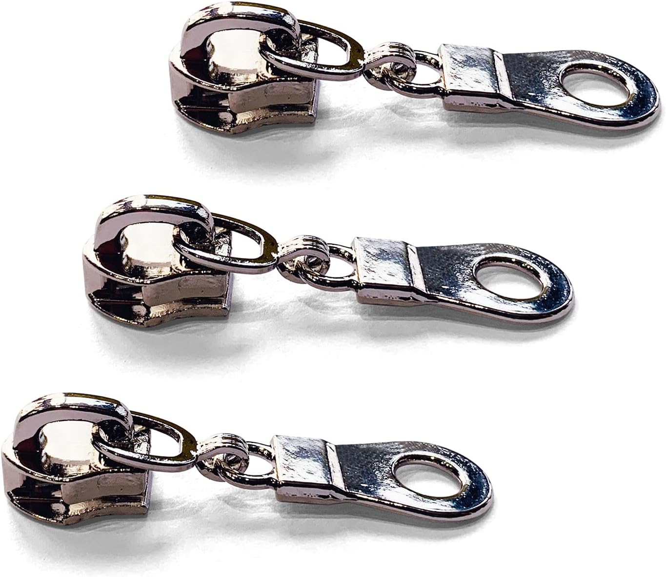 Sawoake 50PCS #5 Silver Metal Handle for Nylon Coil Handle Charm for Purse Handbag Craft Sewing Luggage Bag Bulk