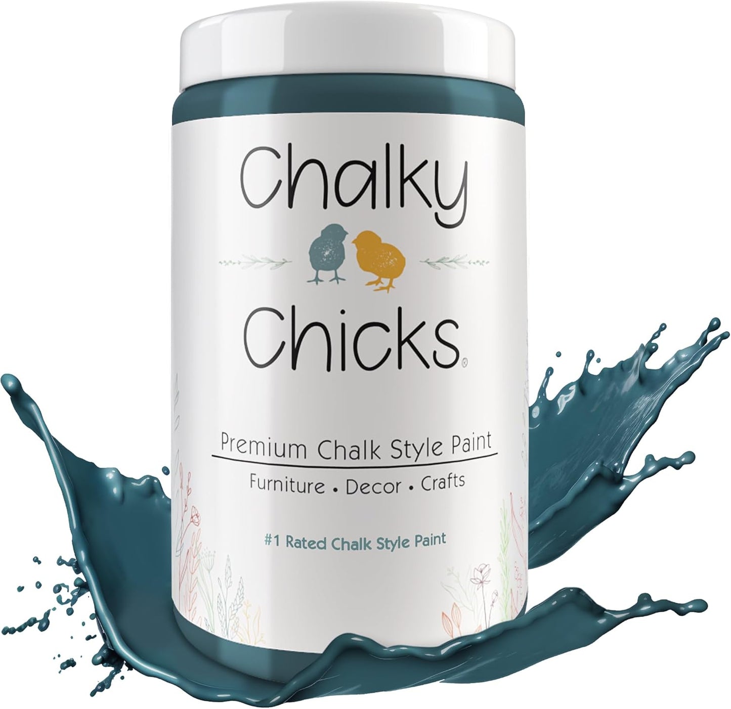 Chalky Chicks All-in-One Chalk Paint for Furniture or Cabinet - 32 Fl Oz - Matte Finish Jaded (Jade) for Metal, Wood Furniture Paint - No Sanding All-in-One for Home Decor & Crafts, USA Made
