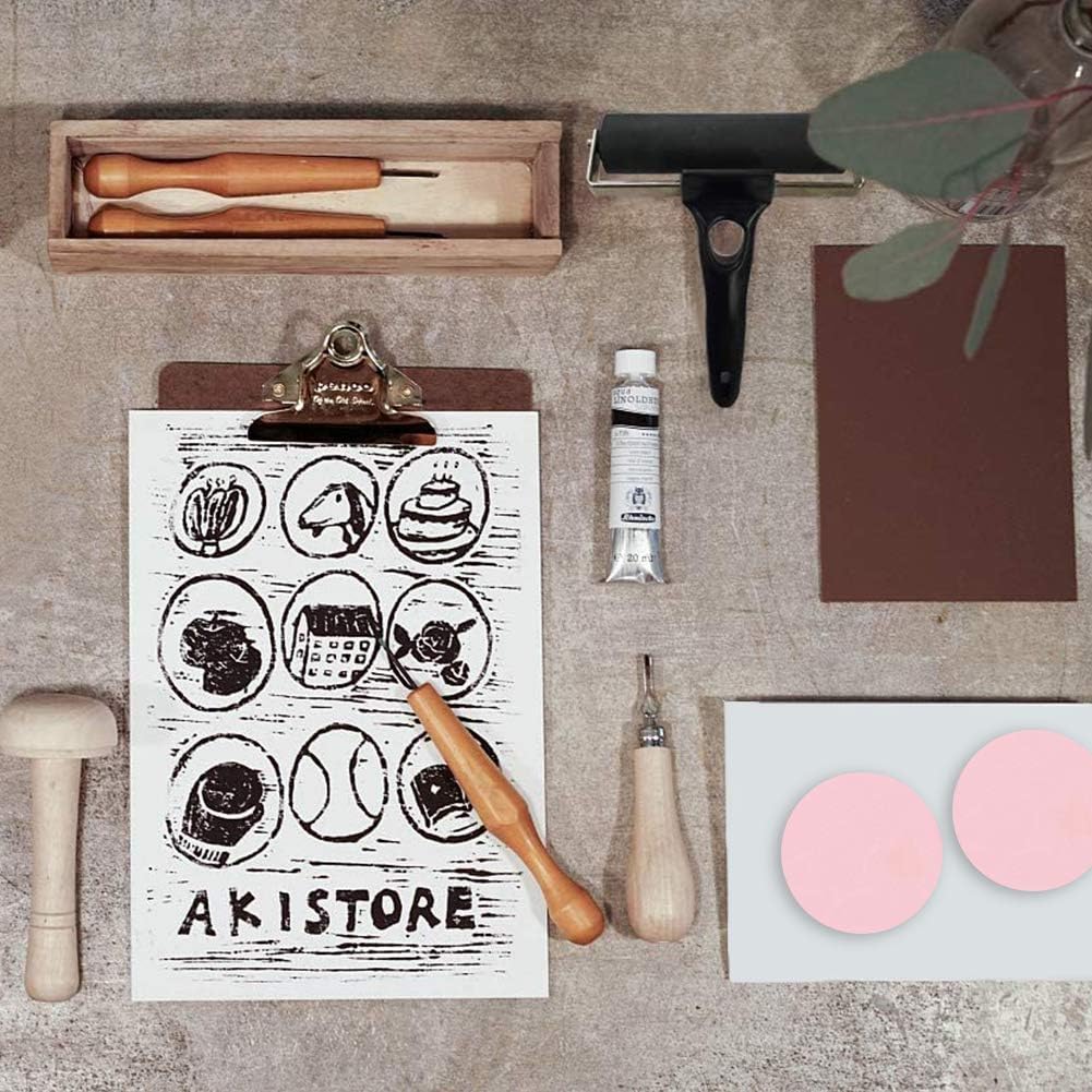 8 Pcs 2"x2" Pink Rubber Carving Blocks for Stamp Soft Rubber Crafts, Soft and Easy to Carve (Round)