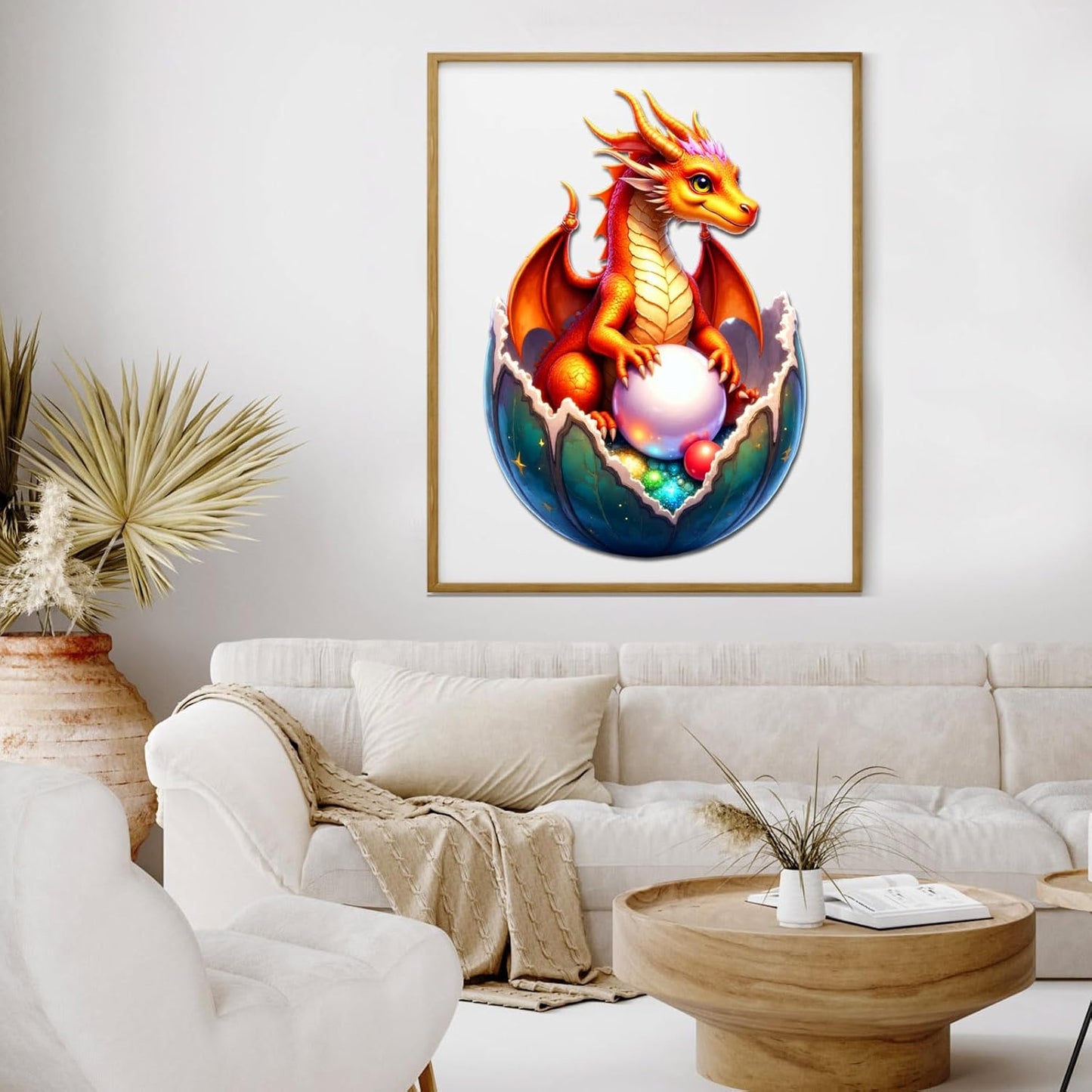 Wooden Jigsaw Puzzles for Adults and Kids, Dragon Hatchling 200 Piece Unique Shaped Puzzle, Family Game and Creative Wooden Puzzle Gift, Wall Art Decor