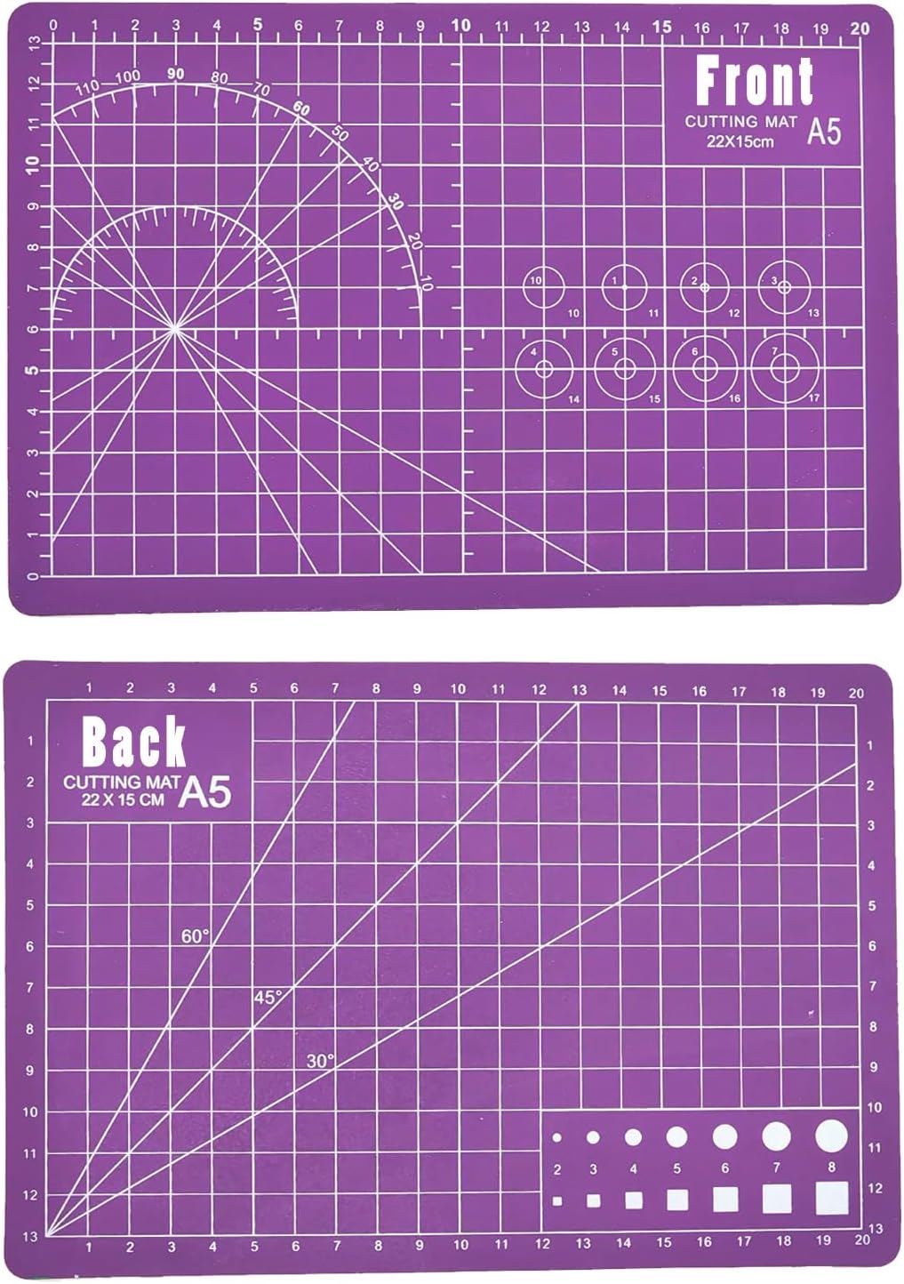 A5 Self-Healing Cutting Pads, Small Cutting Mat, Professional Double Sided Durable Cutting Mat, Great for Hop Scrapbooking, Quilting, Fabric, Sewing Craft Projects (Purple, A5)