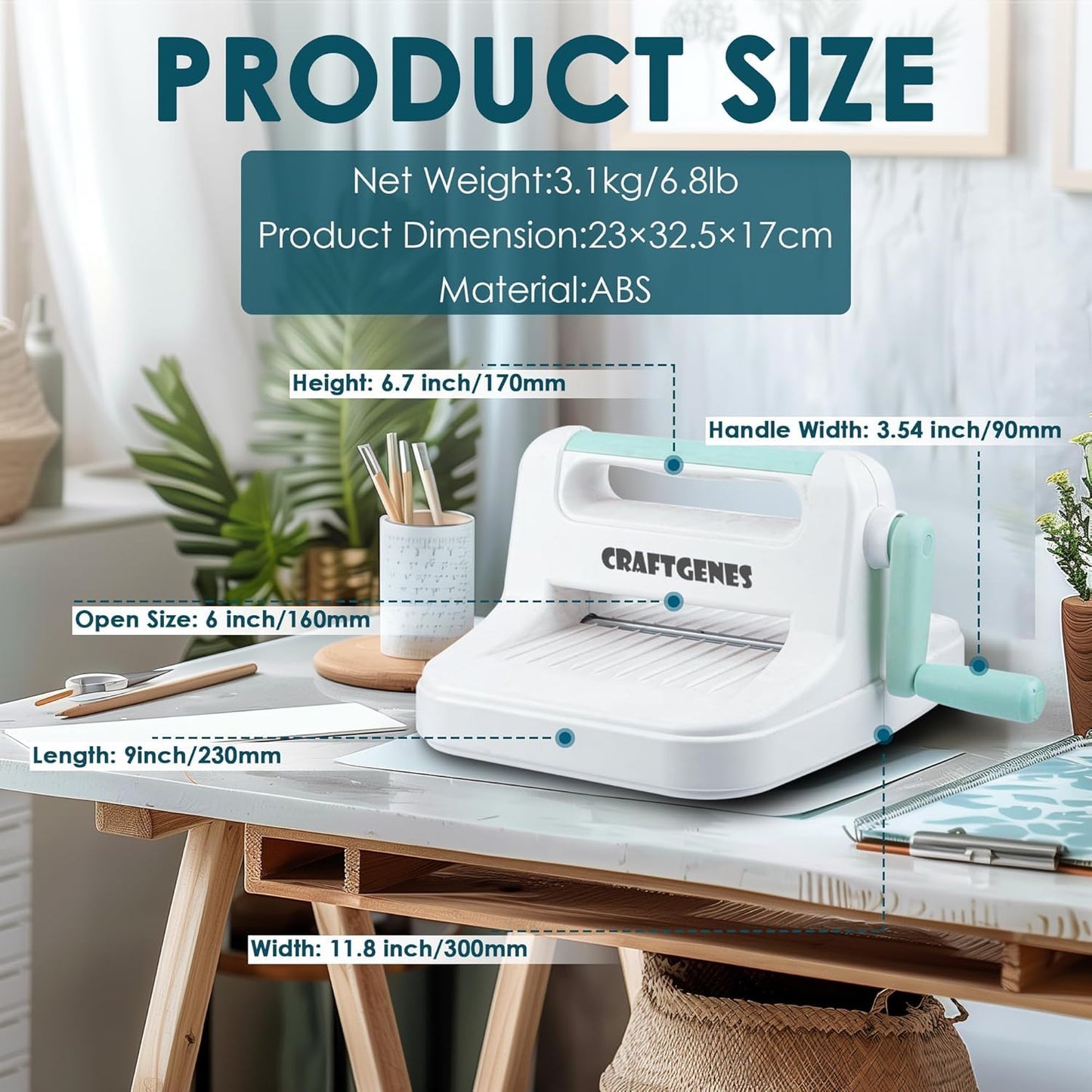 Manual Die Cutting Machine, Embossing Machine 6'' Opening Size for Cardmaking, Scrapbooking, and DIY Crafts – Complete Set with A5 Die Cuts, Embossing Folders, Plates, Clear Stamps