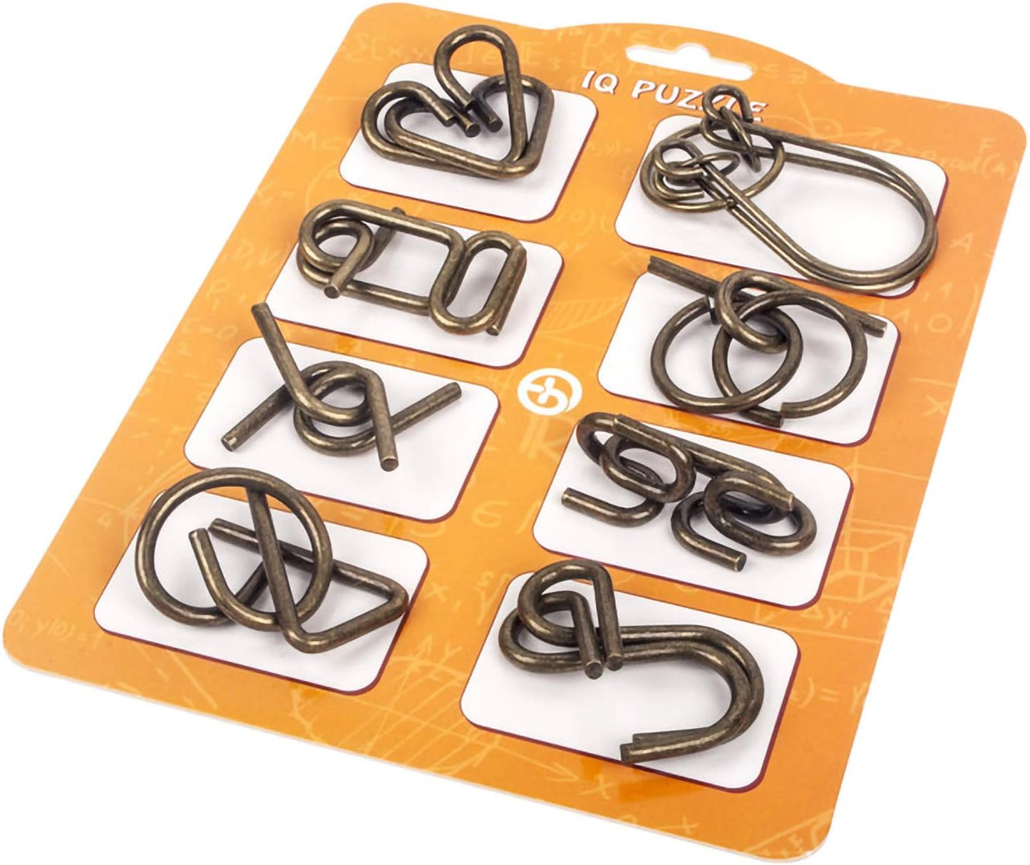 Ahyuan Metal Wire Puzzles Set of 16 Large Thick IQ Test Mind Games Toys Brain Teaser Puzzles Metal Wire Magic Trick Toy Metals IQ Puzzle Fidget Toys Party Favors for Kids Adults Challenge (Bronze)