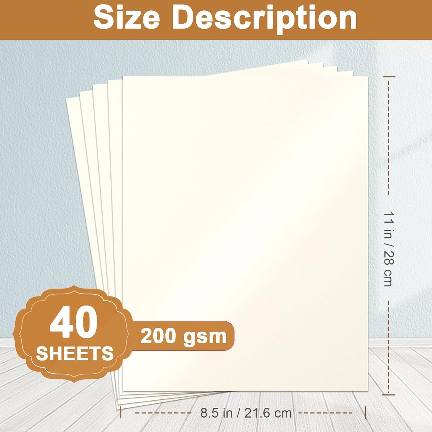 40 Sheets Cream Shimmer Cardstock 8.5 x 11 Ivory Paper, 75lb Off White Paper Card Stock for School Crafting, Cards Making, Business Cards, Wedding Invitations, Menus