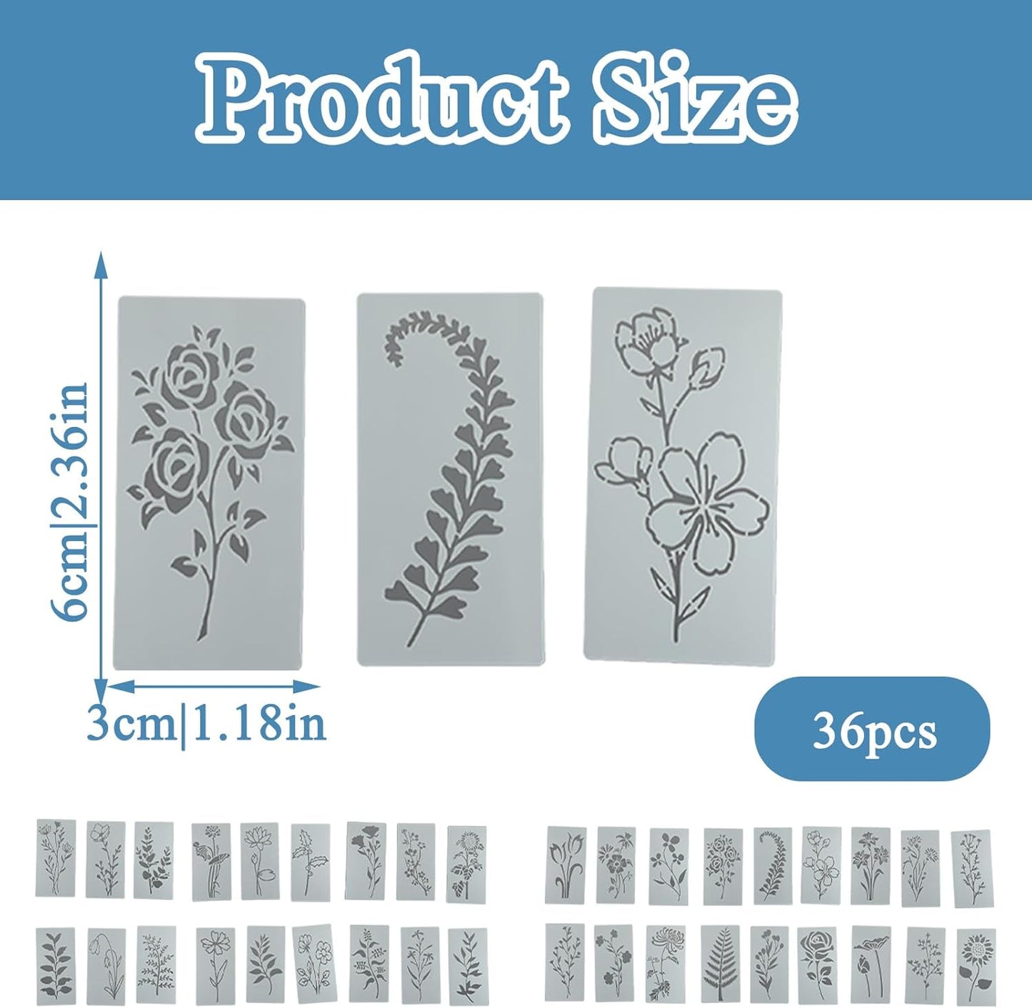 36 Pieces Flower Stencils for Painting on Walls,Reusable Floral Stencils,DIY Craft Drawing Templates Set for Wall Paper Canvas Home Decor