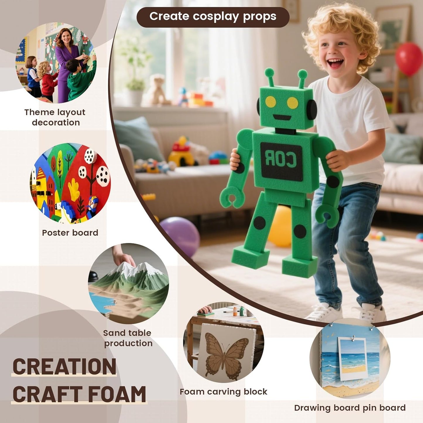 Gvereld High Density XPS Foam Board,4 Pack 11.7x11.7x0.79in Polystyrene Craft Foam Sheets, Rigid and Easy to Shape,DIY Modeling Art Projects, Party Decoration, Foam Cosplay, Heat Insulation