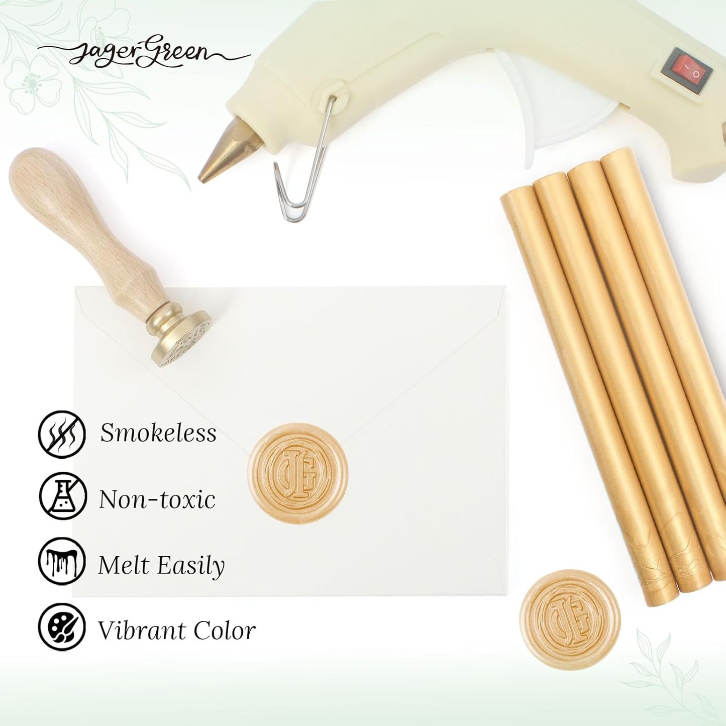 Glue Gun Wax Seal Sticks, 8 Pcs Gold Sealing Wax Sticks for Wedding Invitation Envelopes, Antique Stamp Seals, Letter Sealer, Scrapbook Supplies, Christmas Cards, Gifts Wrapping