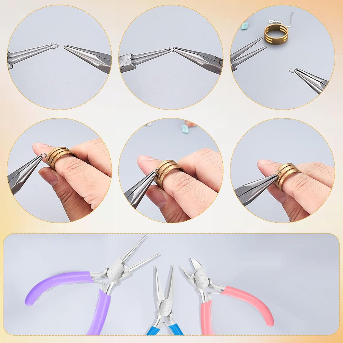 3 Pack Jewelry Pliers Set, Mini Pliers Set with Needle/Round, Carbon Steel Jewelry Tools with Storage Box, Applicable to Jewelry Making Supplies, Handicrafts, Earring Making