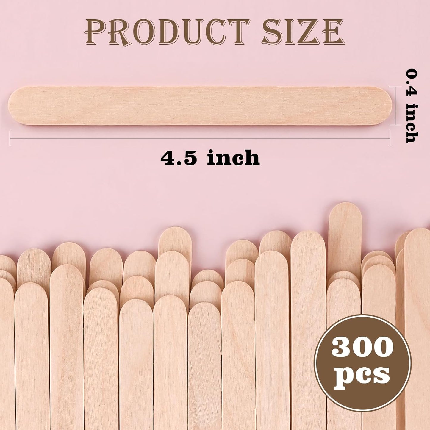 Sakolla 300 Pcs Popsicle Wooden Sticks, 4.5″ Length Natural Wood Standard Ice Pop Sticks for Ice Cream, Cakesicle, Cake Pop, DIY Crafts