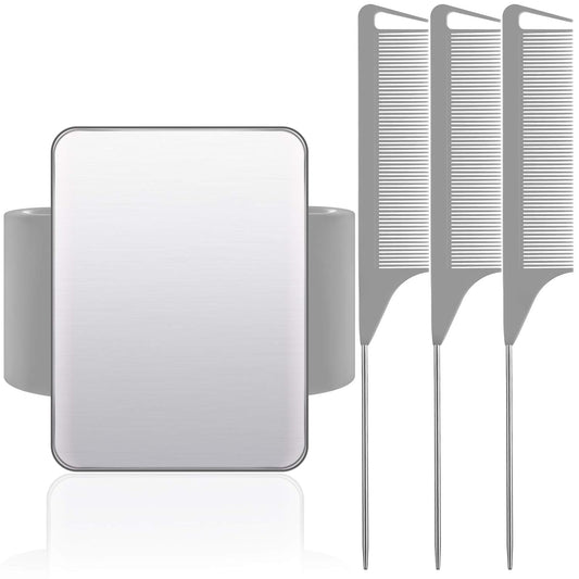 WILLBOND Magnetic Wrist Sewing Pincushion Wrist Magnetic Pin Holder Wristband Pin Cushion Holder with 3 Pcs Stainless Steel Pintail Comb Rat Tail Comb for Hair Clips Hand Sewing(Gray)