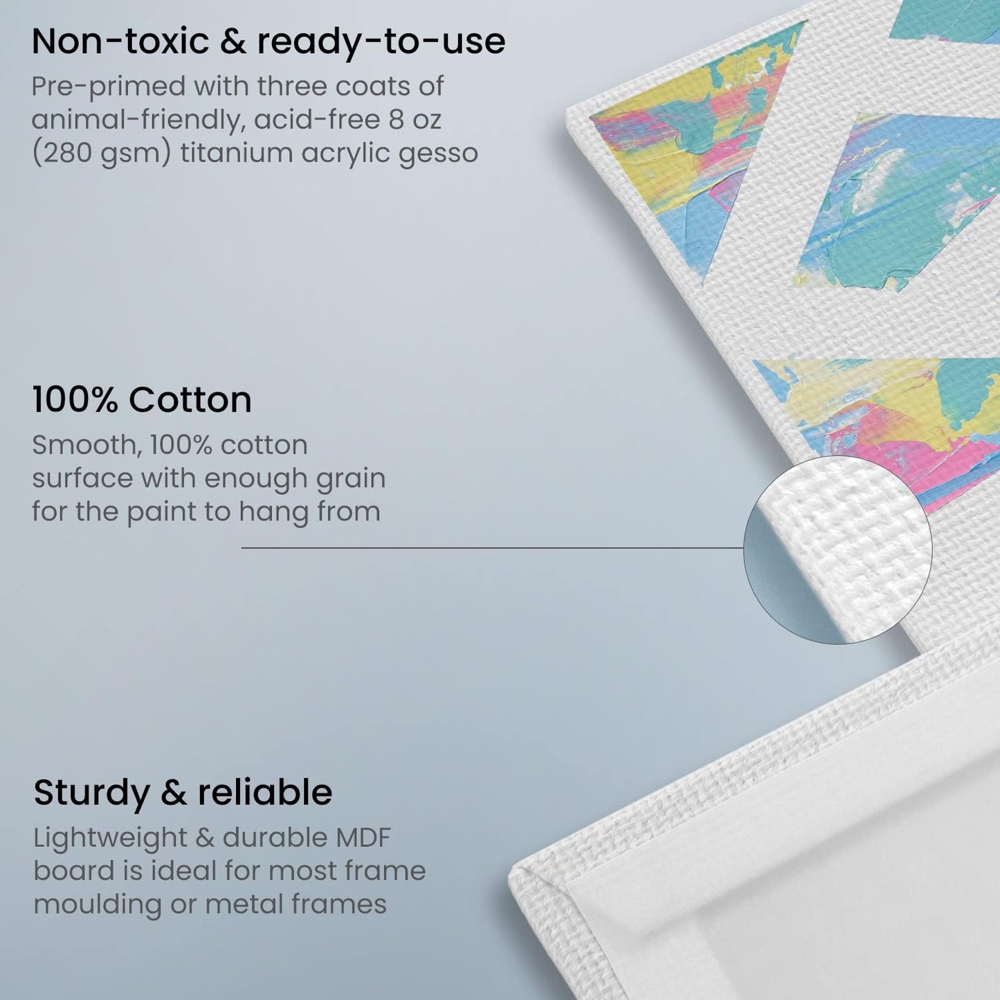 ARTEZA Canvas Boards for Painting, 11 x 14 Inches, Pack of 28, Blank White Canvas Panels for Acrylic, Oil and Gouache Painting