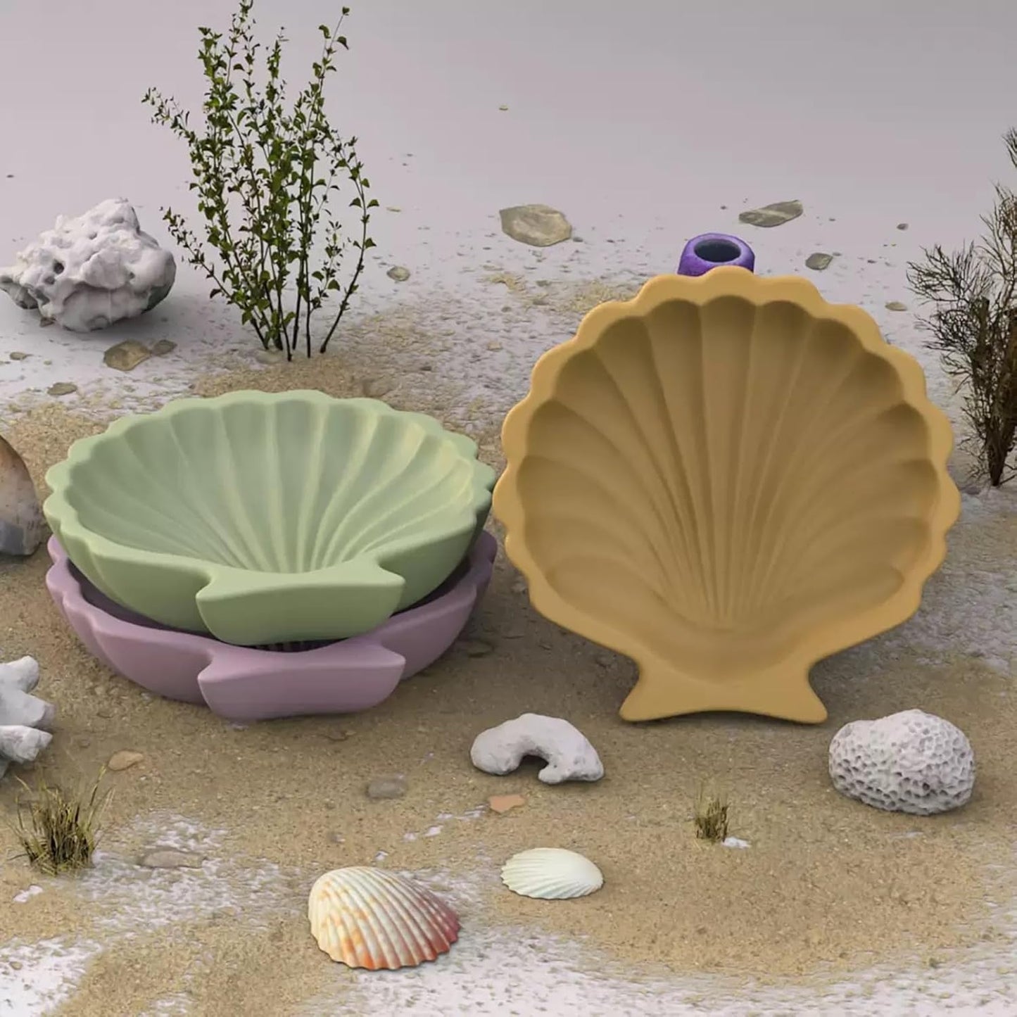 2PCS Ocean Theme Resin Molds, Seashell Silicone Epoxy Casting Mould for DIY Jewelry Plate Candy Container Storage Home Decor