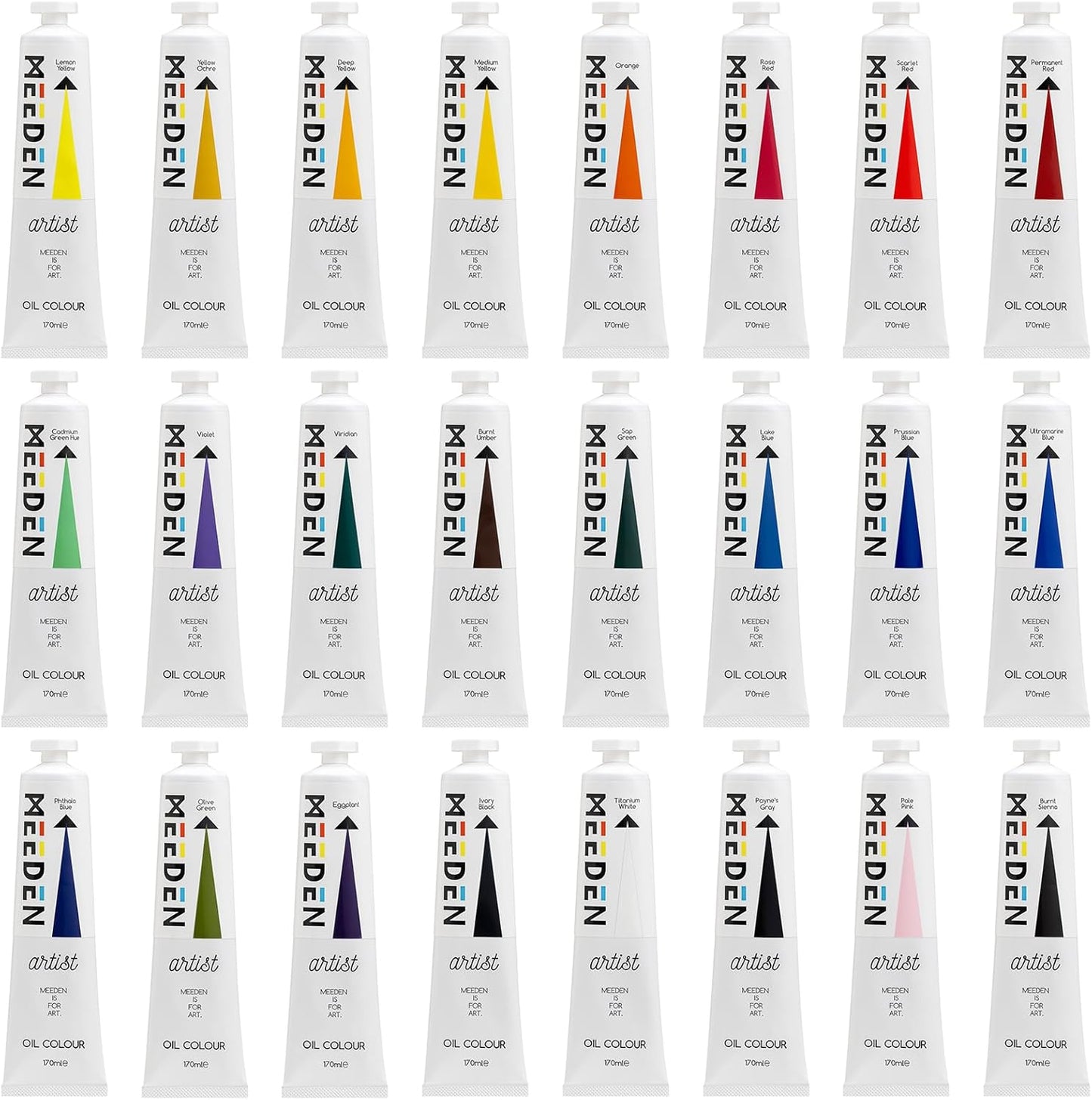 MEEDEN Artist Oil Paint Set - 24 Colors x 170ml/5.7oz Tubes - Art Supplies for Canvas Painting