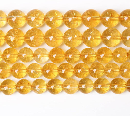 120Pcs 6mm Natural Citrine Beads for Jewelry Making Yellow Crystal Quartz Round Loose Beads DIY Bracelet Necklace Earrings 32" 2 Strands