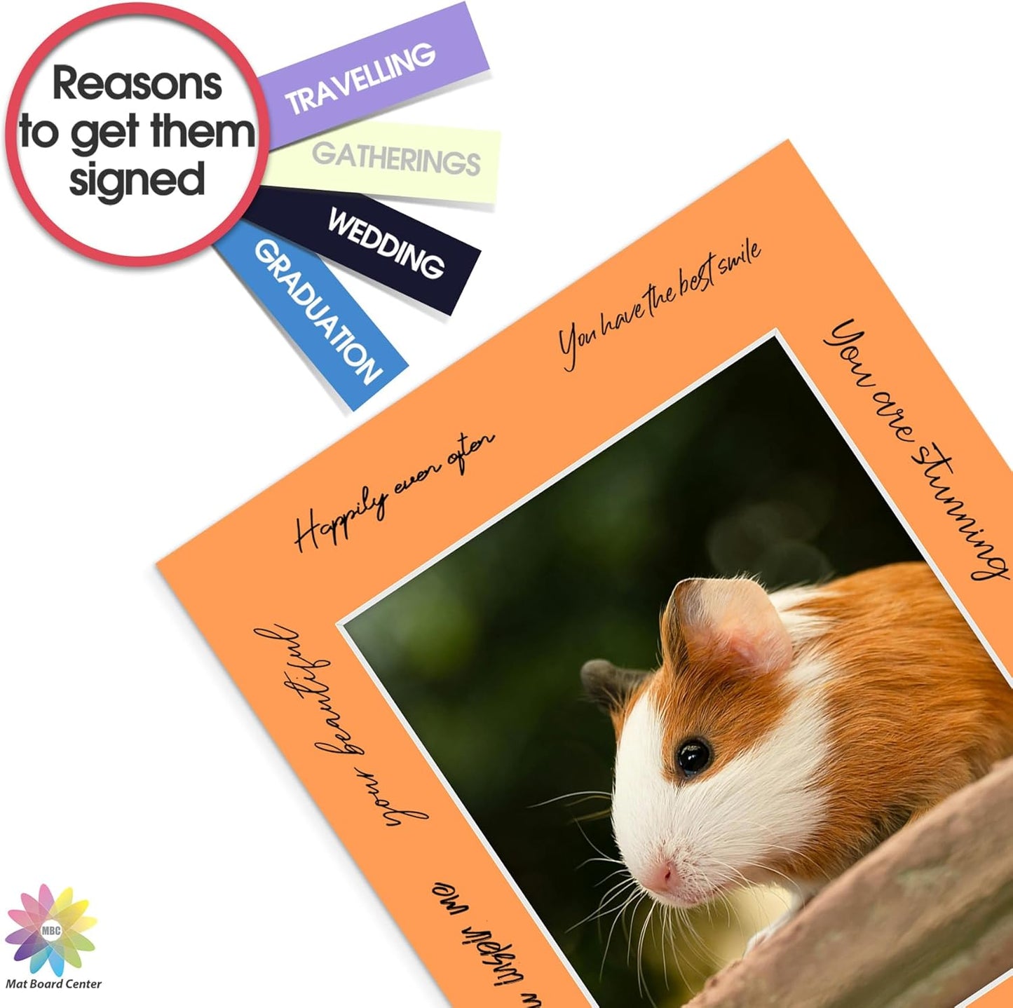 Mat Board Center, Pack of 50, 11x14 for 8x10 Mixed Color Mats - Acid Free, 4-ply Thickness, White Core - for Pictures, Photos, Framing