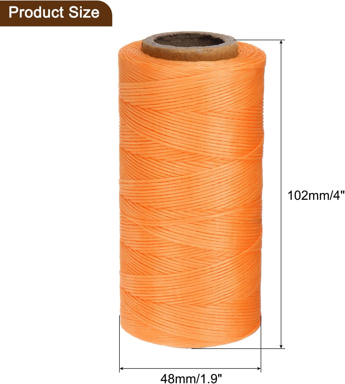 uxcell Leather Sewing Waxed Thread, 284 Yards / 260m 0.8mm 150D Flat Polyester All-Purpose Threads for Leather Crafts, Bookbinding, Orange