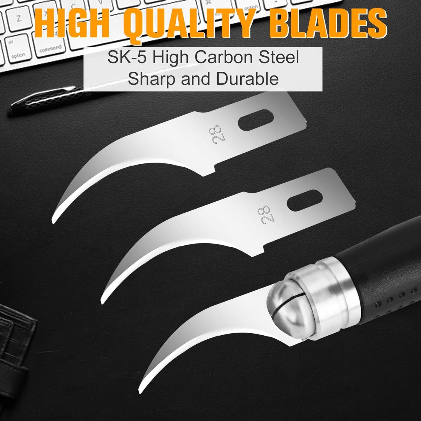 100 Pack Exacto Knife Blades #28, Hobby Knife Blades, Craft Knife Blade Replacement Blade with Storage Box for Craft Scrapbooking Supplies Caving Stencil