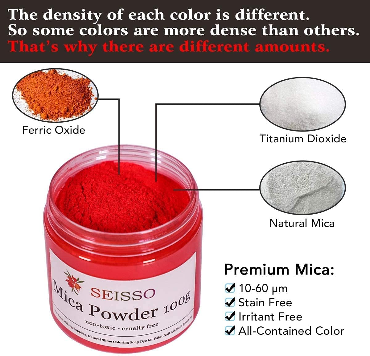 Red Mica Powder for Epoxy Resin 3.5 oz /100g Powdered Pigment for Soap Colorant Bath Bomb Dye, Cosmetic Grade for Lip Gloss, Acrylic Nails Polish, Craft Projects