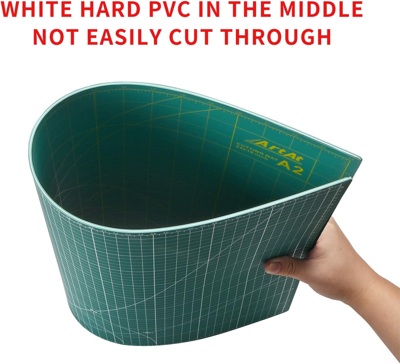 ArtAt Self Healing Cutting Mat: 18″x 24″ Green Double Sided, Non-Slip 5 Layers PVC Durable A2 Sewing Craft Mat for Rotary Cutter, Use for Quilting, Scrapbooking and Craft & Art Projects…