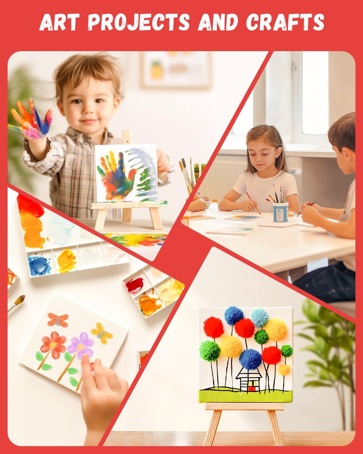 Simetufy Mini Canvas Boards for Painting 12 Pack 4x4inch, White Blank Paint Canvas Panels 100% Cotton Primed Acid Free for Oil, Watercolor, Acrylic, Gouache