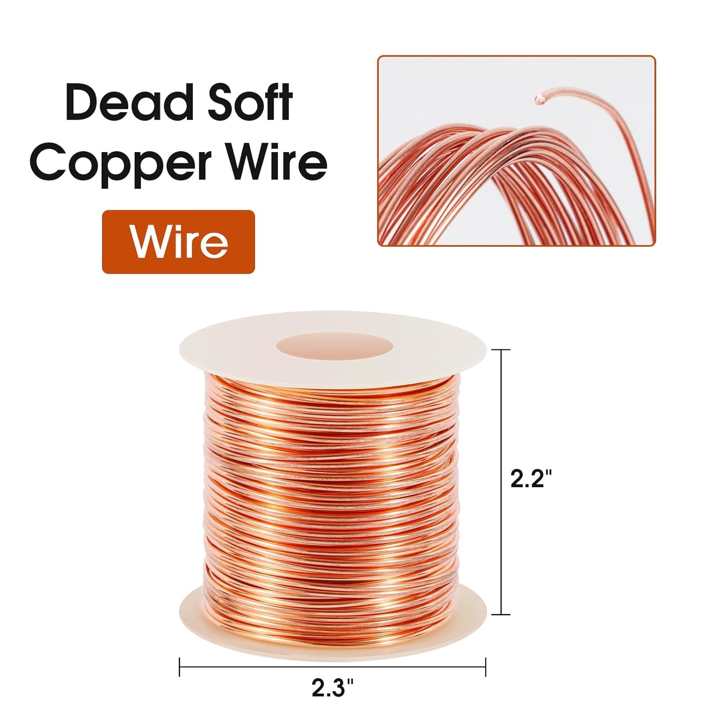 20 Gauge/ 0.8 mm 328 Feet 1 Pound 99.9% Dead Soft Copper Wire for Electroculture Gardening, Jewelry Making, Beading, Science Projects, DIY Artwork