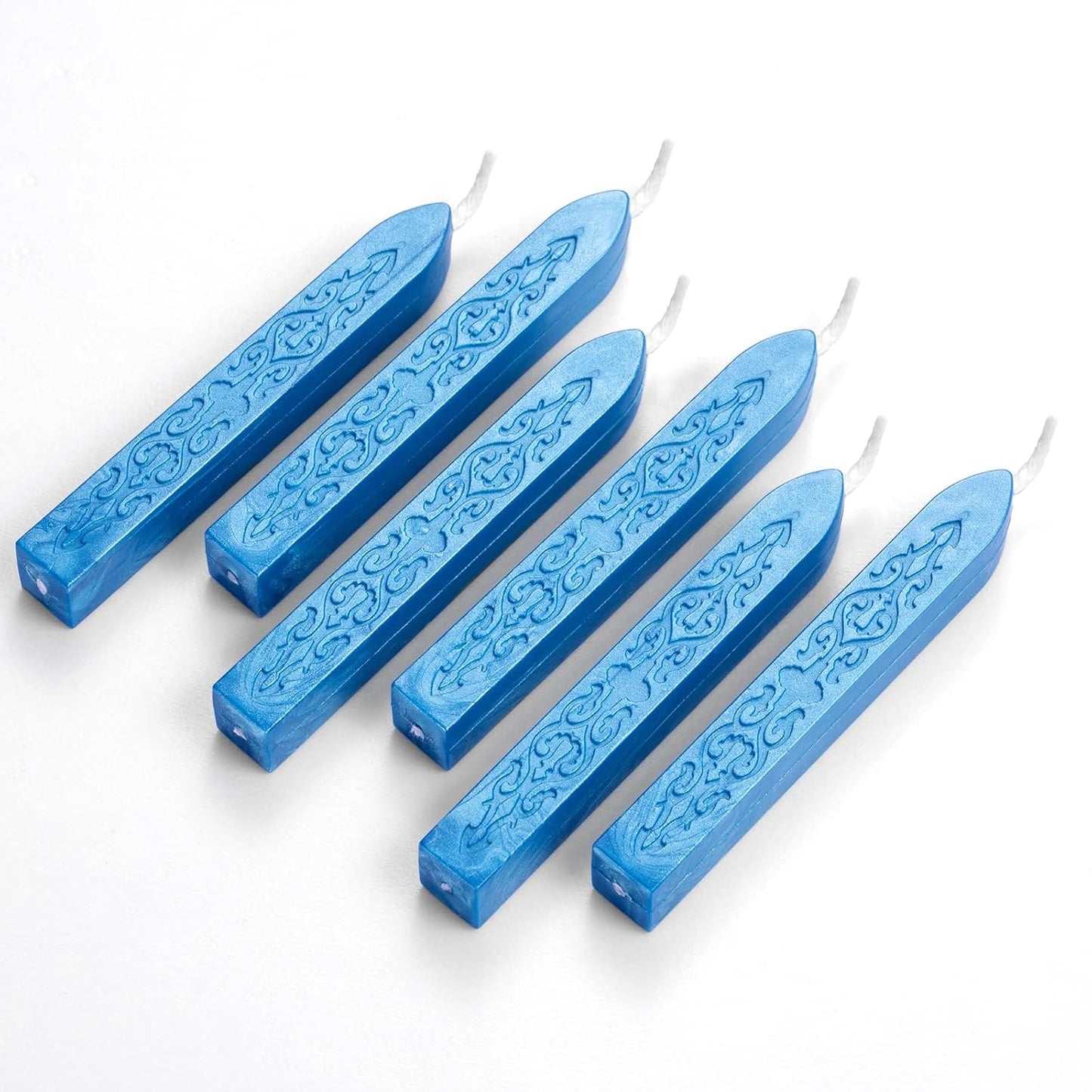6 Pieces Sealing Wax Sticks with Wicks for Letter Seal Wax Stamp,Wedding Invitations, Packaging Decoration,Christmas Gift Ideas (Blue)