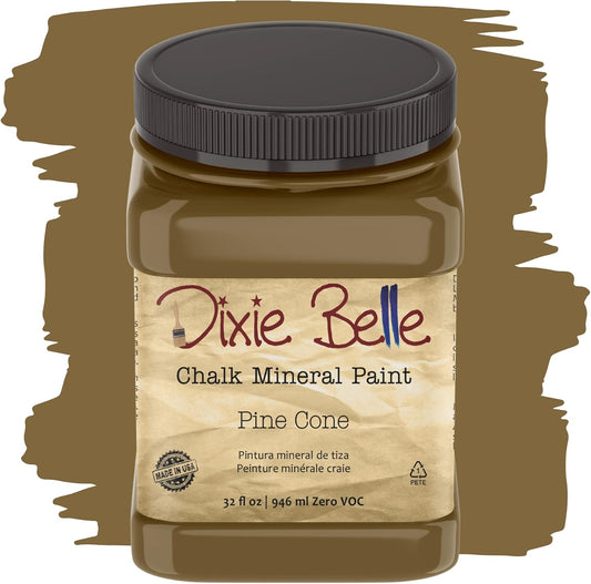 Dixie Belle Paint Company Chalk Finish Furniture Paint - Pine Cone (32oz) - Matte Chocolate Brown Chic Chalk Mineral DIY Furniture Paint