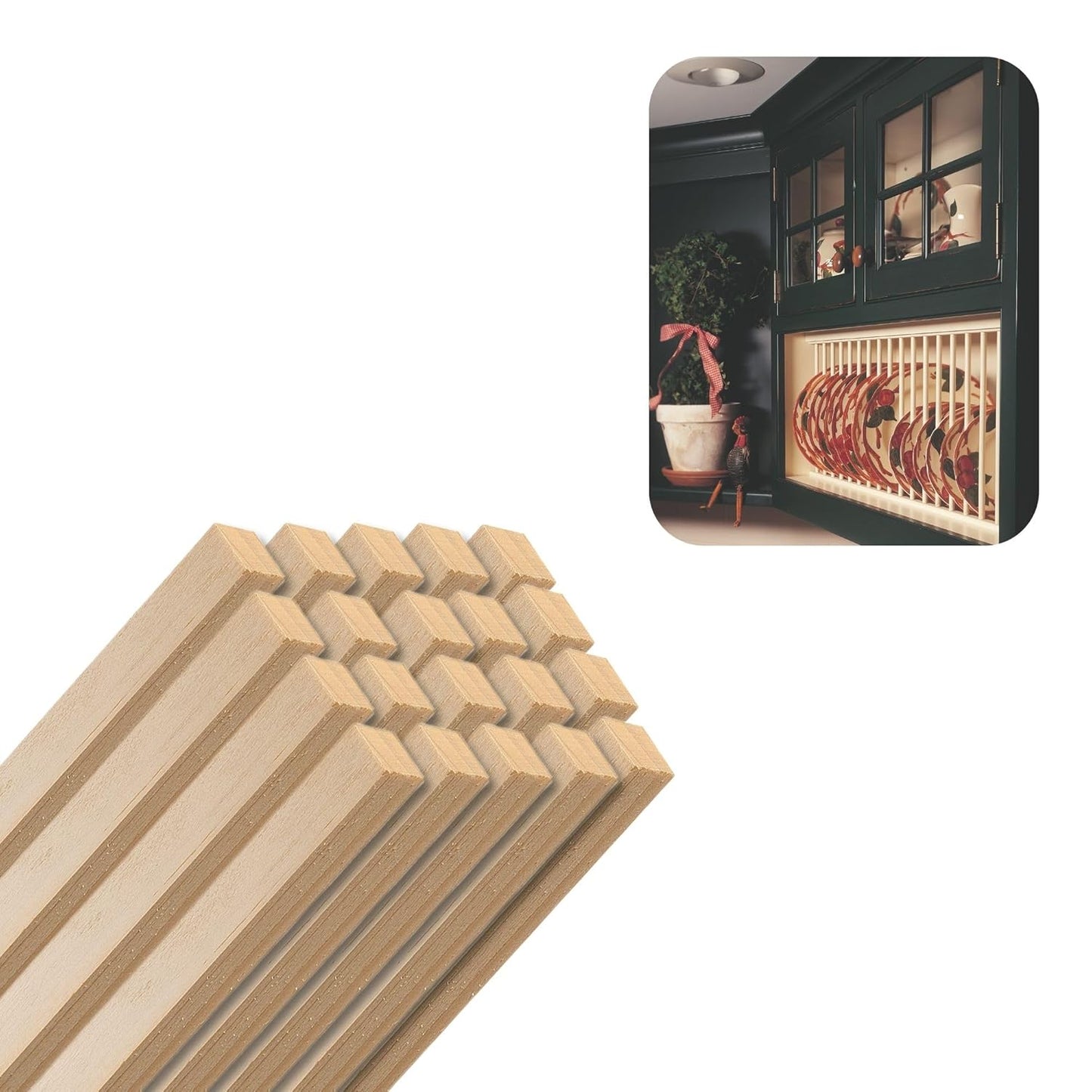 Pine Square Dowels (1/2" x 36", Pack of 20) | Variety of Diameters & Wood Species | Unfinished Wooden Dowel Rods for Crafts & DIY Home Projects | Curtain Rod, Macrame Supplies, Moulding Trim, Flagpole