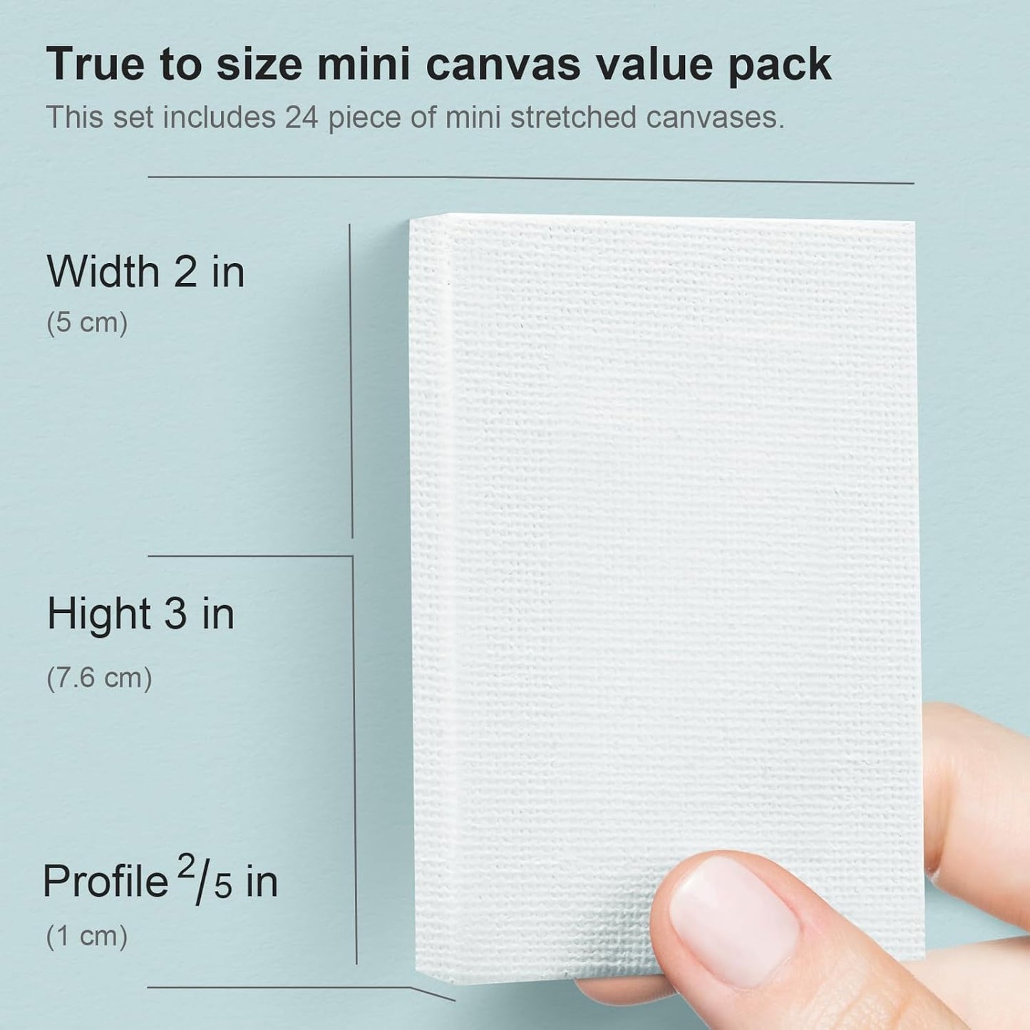 AUREUO Mini Stretched Canvas - 2x3 Inch/24 Pack - 2/5 Inch Profile Small Square Canvas - Gift Set Bulk Pack Canvases for Acrylic Painting & Craft