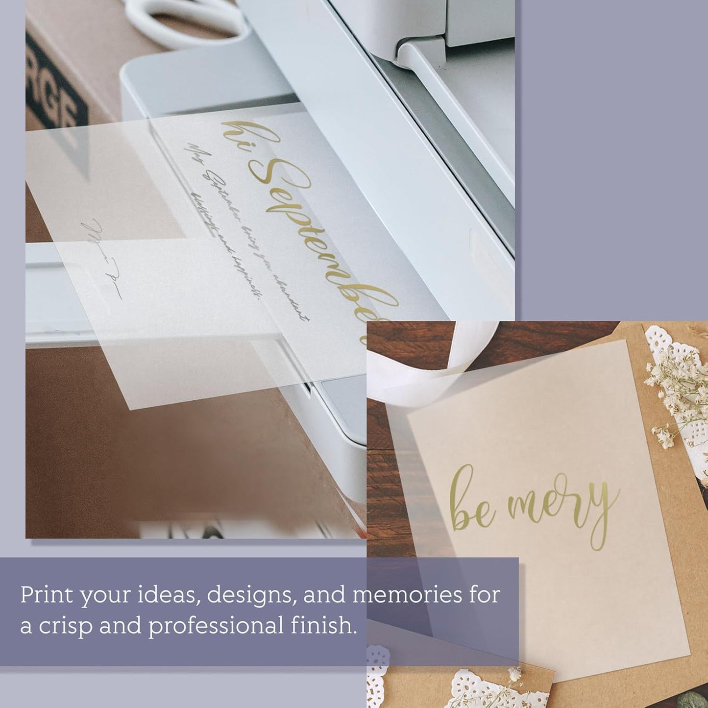 Translucent Vellum Paper 8.5 x 11, Goefun 100 Sheets Vellum Tracing Paper Printable for Invitations, Card Overlays, Belly Bands, DIYs, Sketching, Drawing