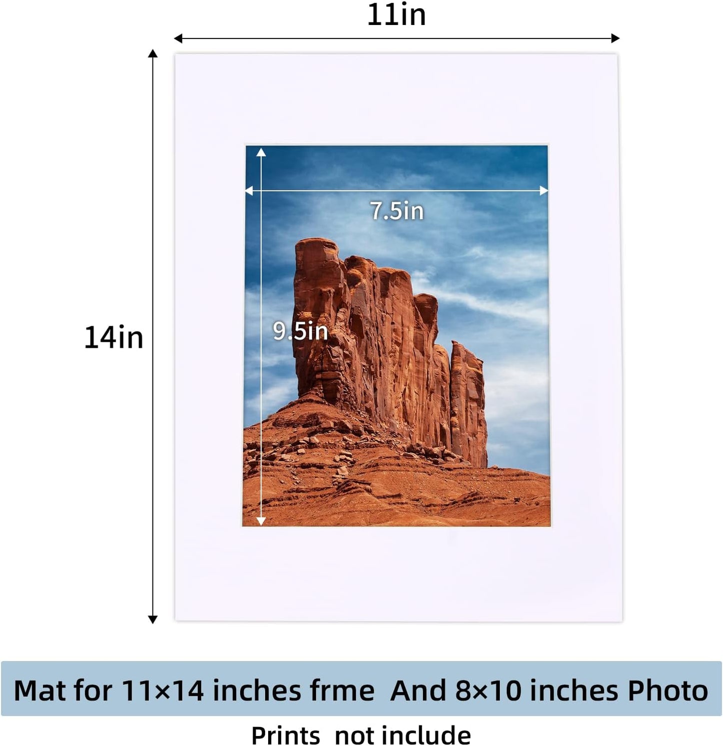 HOTUO 10 Pack Acid Free White Picture Frame Mats, Pre-Cut 11x14 Picture Mats with Ivory Core Bevel Cut for 8x10 Photo, Signature Friendly 4 Ply Thickness Photo Mat for Frames/Artwork/Print/Picture