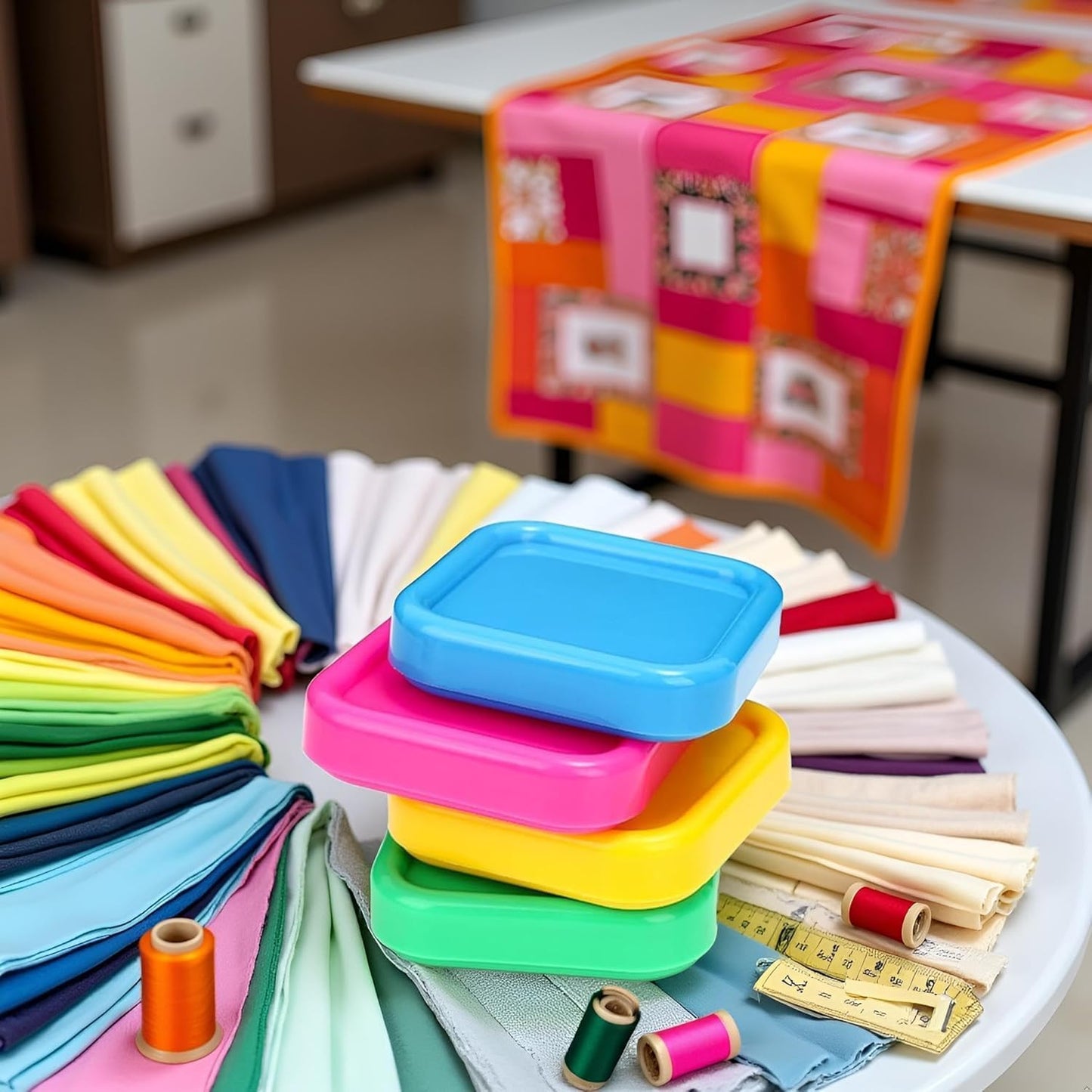 2Pcs Square Plastic Magnetic Pin Cushion Anti Loss Sewing Pin Needle Storage Holder Magnetic Push Pins Holder for Sewing Quilting DIY Projects, Pincushions（Random Color）