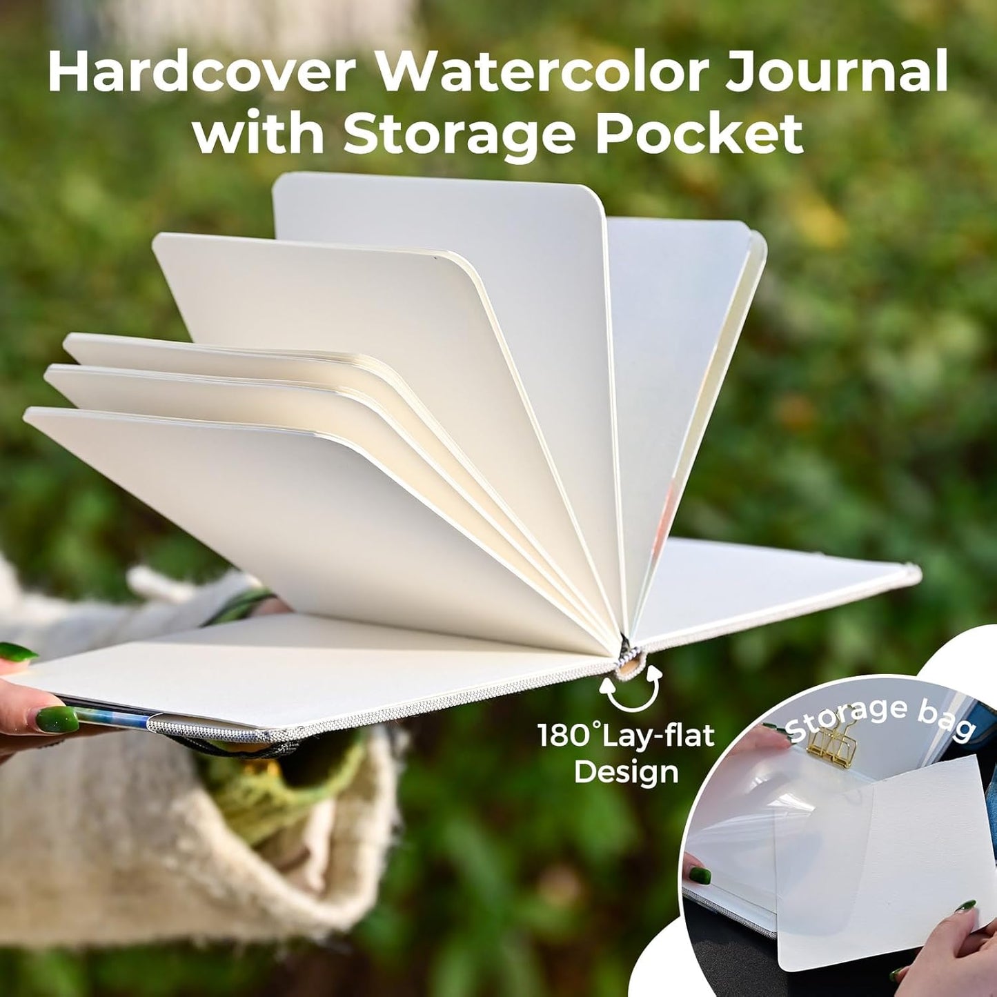 Funto Watercolor Journal, Square, 5.5x5.5, Portable 2-Pack, 48 Pages Each, Gray Cover, 110lb/230gsm, Art Supplies for Mixed Media