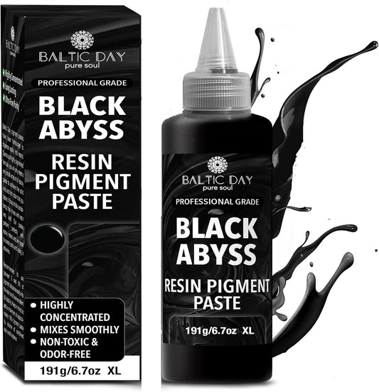 BALTIC DAY Black Abyss Epoxy Resin Pigment Paste XL (191g/6.7oz) – Opaque Epoxy Dye & High Concentration Coloring Paste, Mica Powder Alternative for Resin Art, Jewelry, Tumblers, River Tables & Crafts
