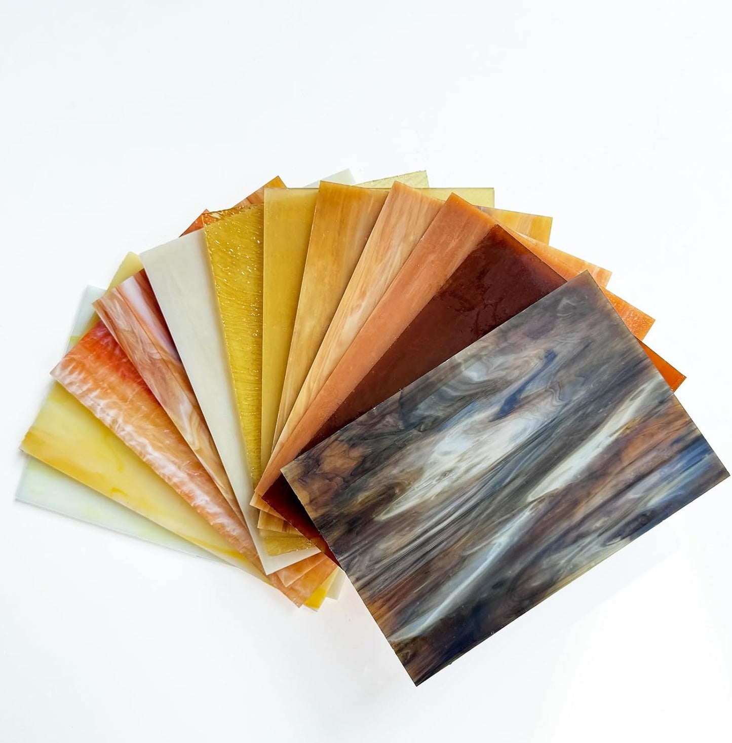 ILLUCKAI 12 Sheets Mixed Amber Stained Glass Sheets, 4 x 6 inch Stained Glass Supplies Mosaic Glass Tiles for Crafts, Cathedral Glass Art Glass for Stained Glass Beginners and Hobbyists