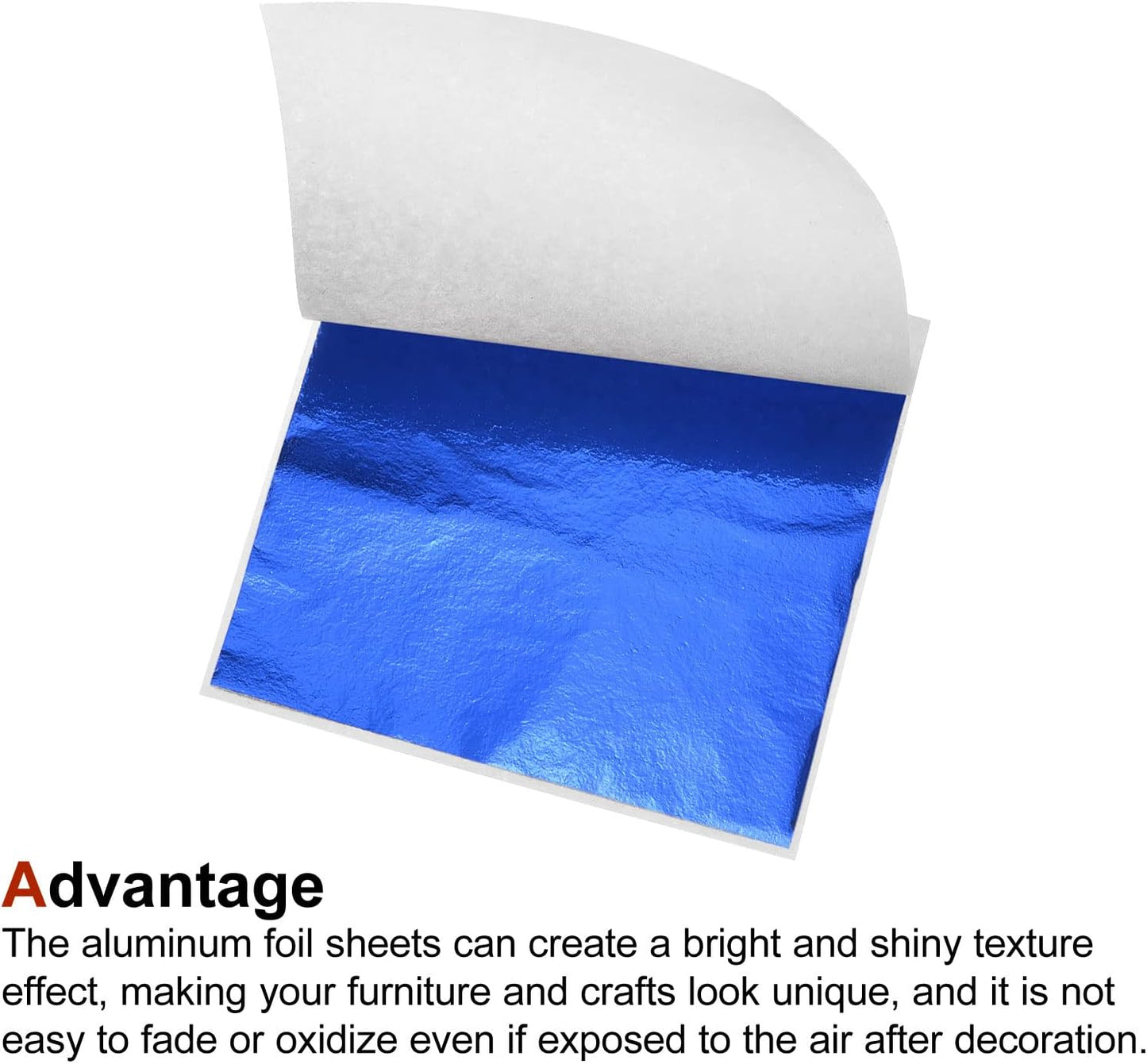 MECCANIXITY Gold Leaf Foil Sheet, Blue Leaf Papers, 3.3 x 3.1inch for Art Decoration, Sculptures, Painting, Pack of 100