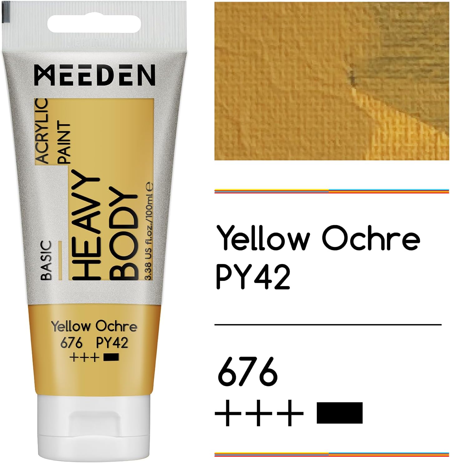 MEEDEN Acrylic Paint Yellow Ochre: Bundled with Titanium White Color - 100ml/3.38oz x 2 Bulk Heavy Body Acrylic Paint Tubes for Beginner Artist Hobbist