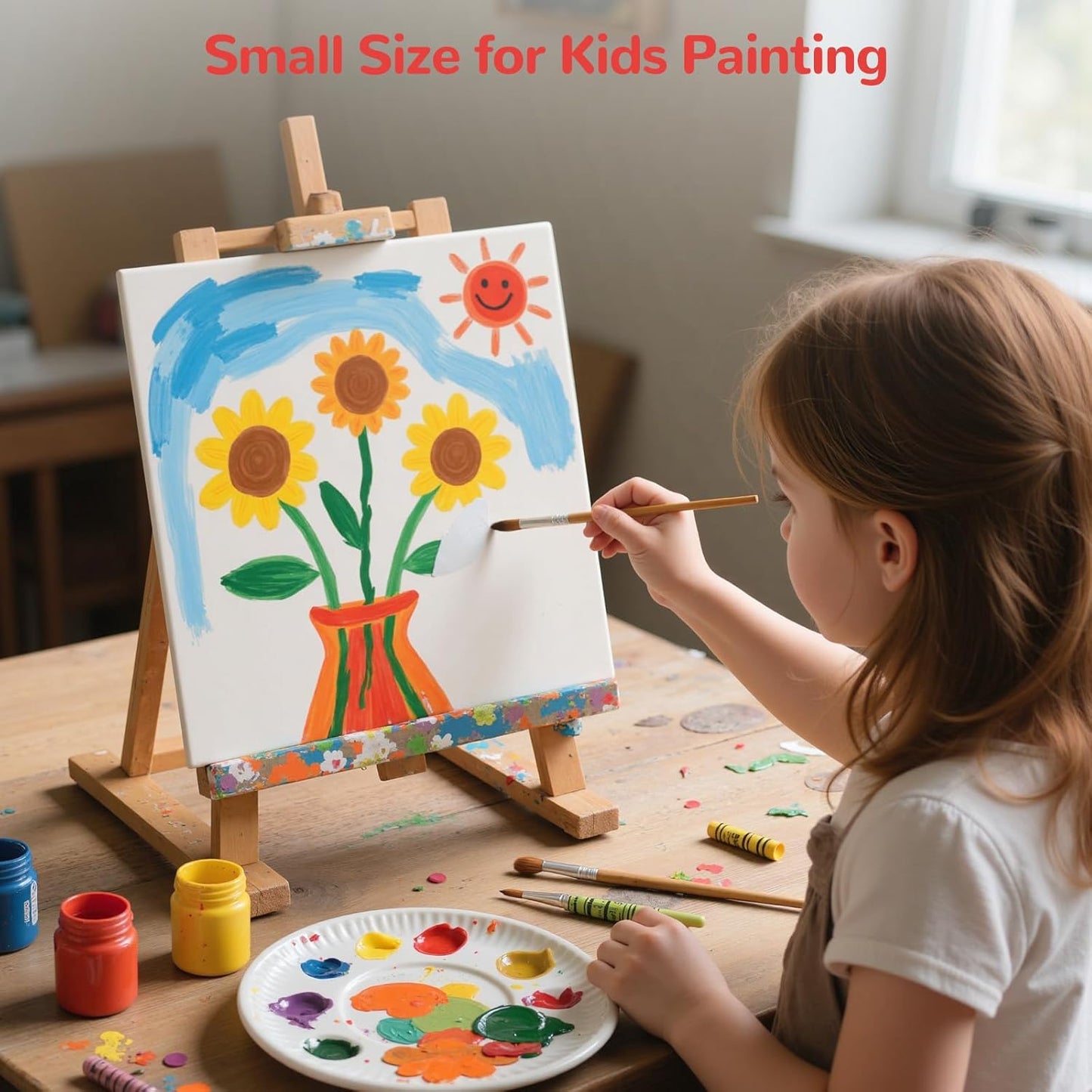 Small Canvas Boards for Kids Painting 56Pcs of 5x5, 6x6, 8x8, 10x10 inch Flat Square Canvas Panels, 100% Cotton White Acrylic Watercolor Paint