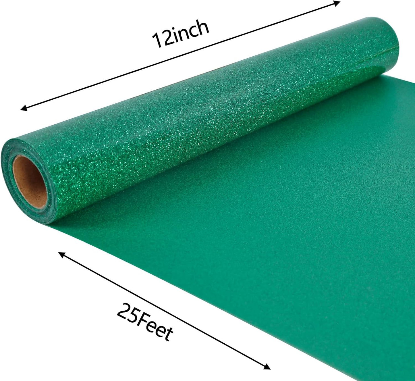 FUNKAKA Glitter Green HTV Heat Transfer Vinyl Rolls, 12" x 25ft PU Iron on Vinyl for T-Shirt Green Glitter HTV Vinyl for All Cutter Machines Easy to Cut & Weed for Heat Vinyl Design