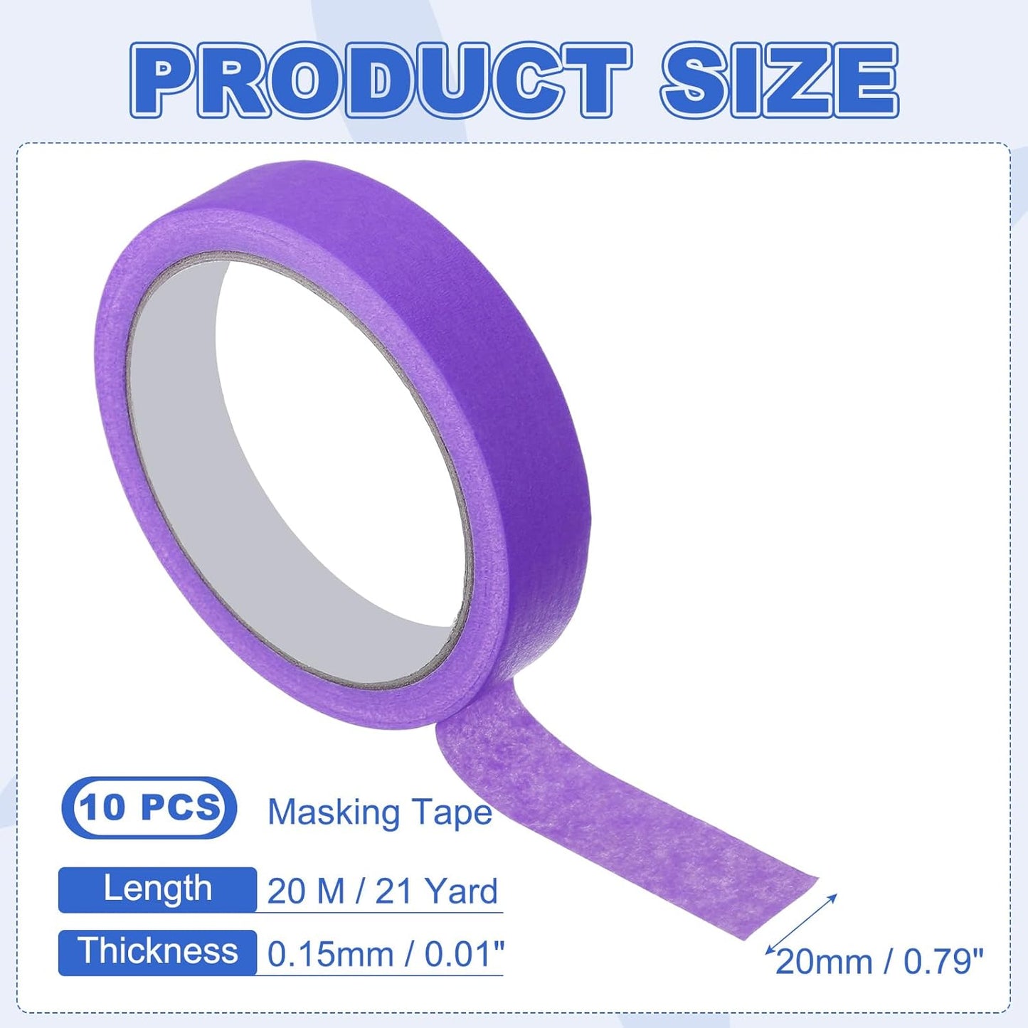 MECCANIXITY Masking Tape 0.8 Inch x 21 Yard Painter's Tape Purple Paint Tapes for DIY Crafts Arts Drawing Decoration Labeling Car Painting Artist Teachers, Pack of 6