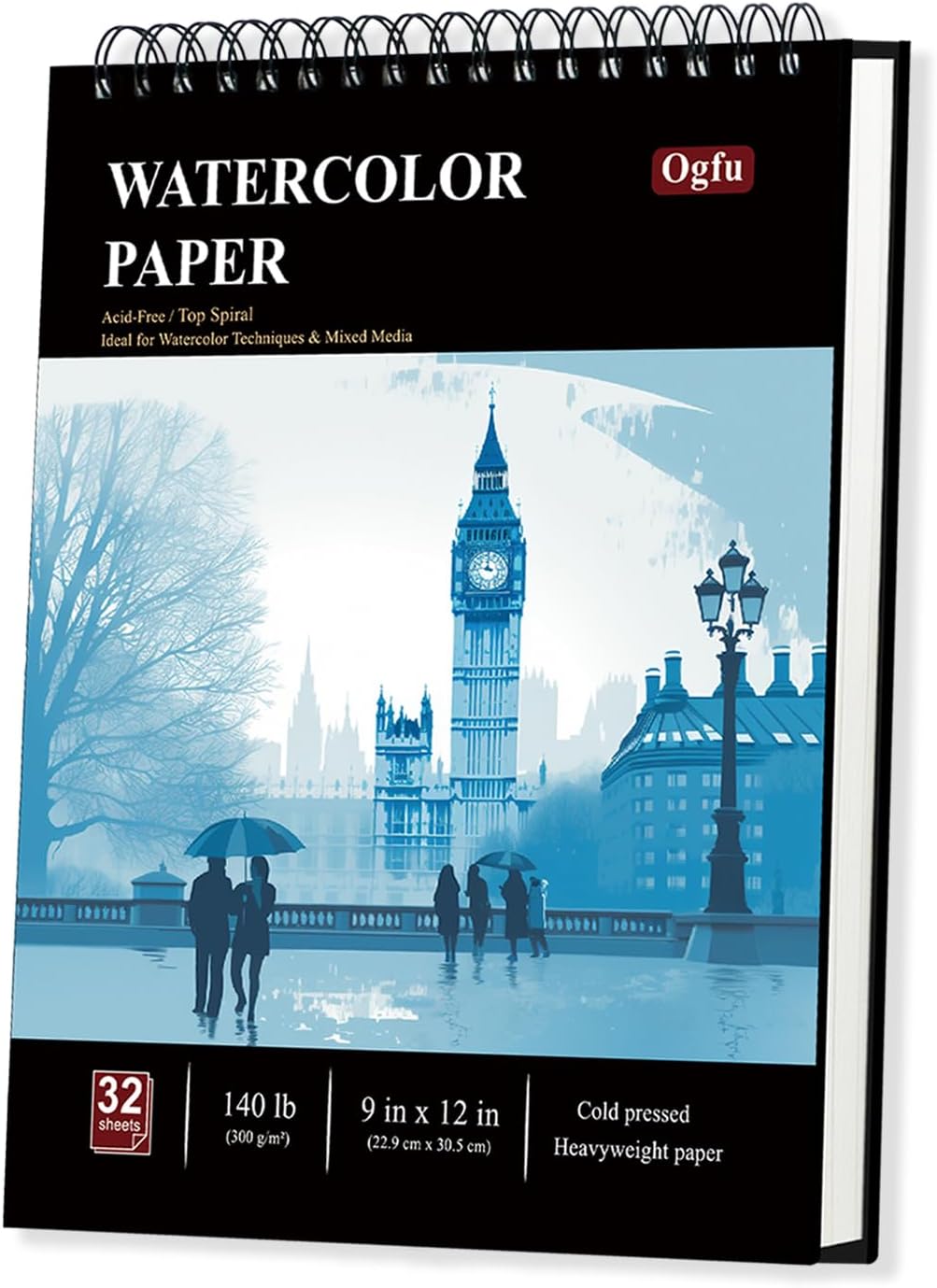9"x12" Watercolor Sketchbook, 32 Sheets Watercolor Notebook, 140 lb / 300 GSM Watercolor Paper Sketchbook, Pack of 1, Cold Press, Watercolor Paper Pad, Water Color Paper for Artists & Professionals.