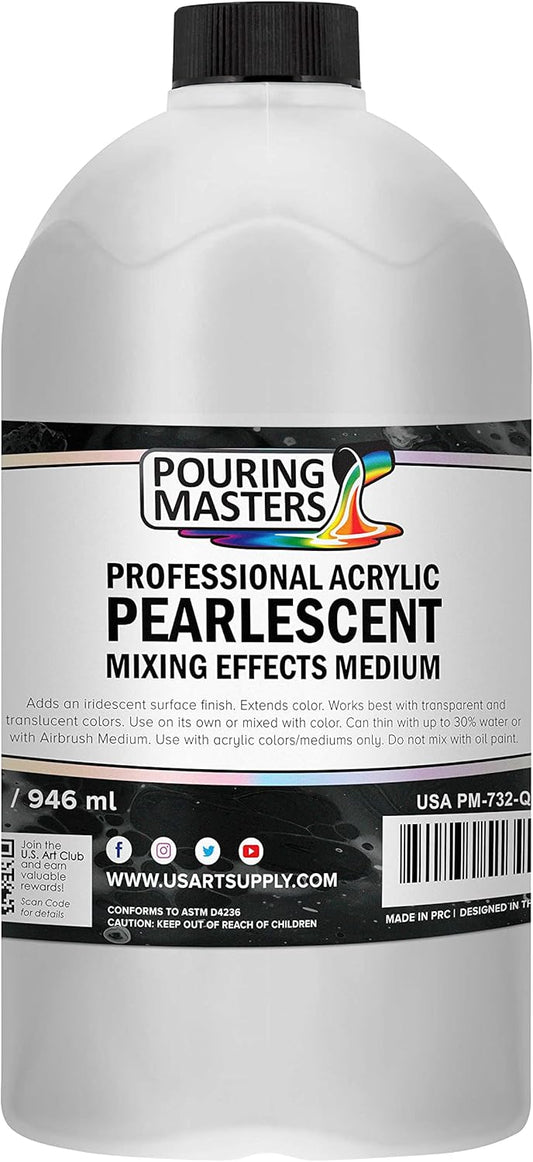Pouring Masters 32 Oz (Quart) Acrylic Pearlescent Effects Medium - Creates Pearl Iridescent Metallic Shimmer for Fluid Art & Acrylic Painting