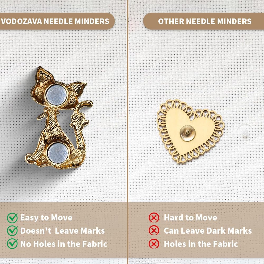 Needle Minder Magnet, Magnetic Needle Minder, Needle Minders Magnetic Cross Stitch Accessories, Magnetic Needle Holder, Life Tree, Butterfly, Cats, Owl, Heart (CAT)