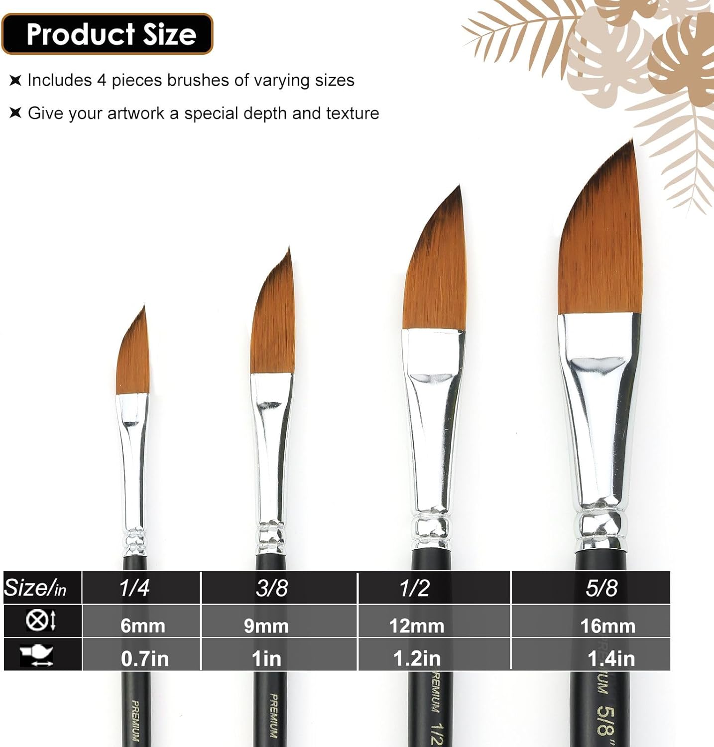 Dagger Striper Brush Set - 4 PCS Premium Watercolor Pinstriping Brushes Set with Korean Nylon Hair for Detail, Fine Lines, Acrylic, Ink, Gouache