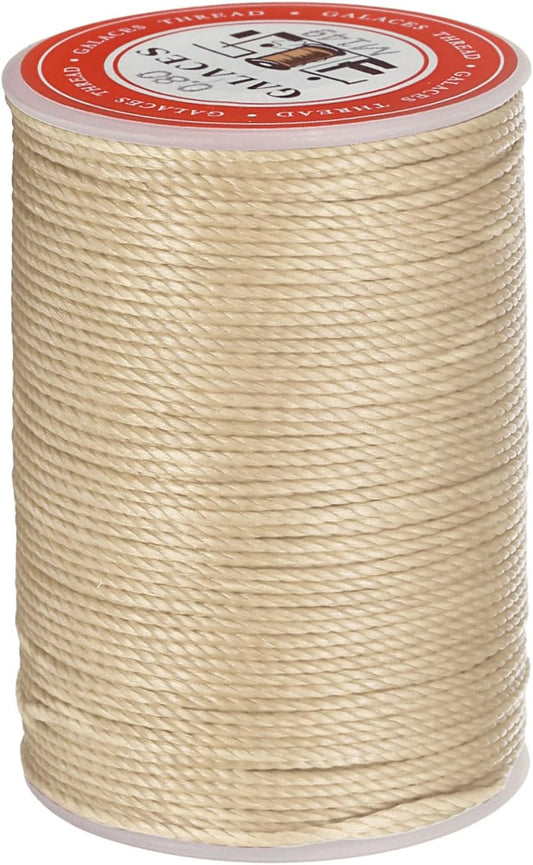 uxcell Round Leather Sewing Waxed Thread, 55m / 60 Yards Wax Polyester String, 0.8mm Waxed Stitching Cord for Leather Crafts, Bookbinding, Bracelets Braided, Dark Linen