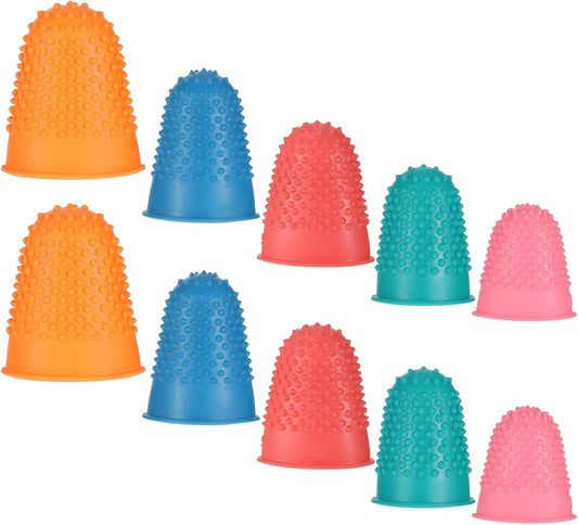 10 Pcs Thumb Thimble for Sewing, 5 Sizes Rubber Finger Thimbles, Reusable Finger Tips Protection for Quilting, Paperwork, Counting, Cutting, Knitting, Crafts