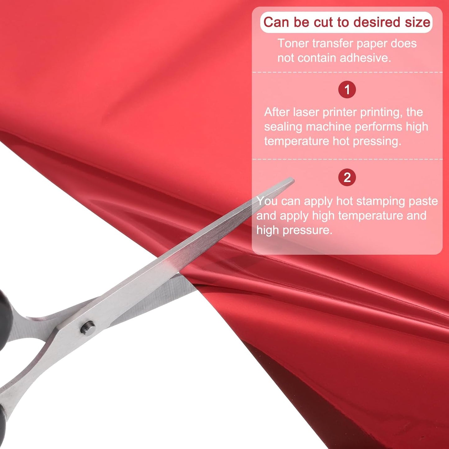 MECCANIXITY 50 Pack Toner Reactive Foil ,Deco Foil Transfer Sheets 8.5"x11" A4 Hot Foil Paper for Laser Printer Scrapbooking Heat Transfer DIY Craft,Red