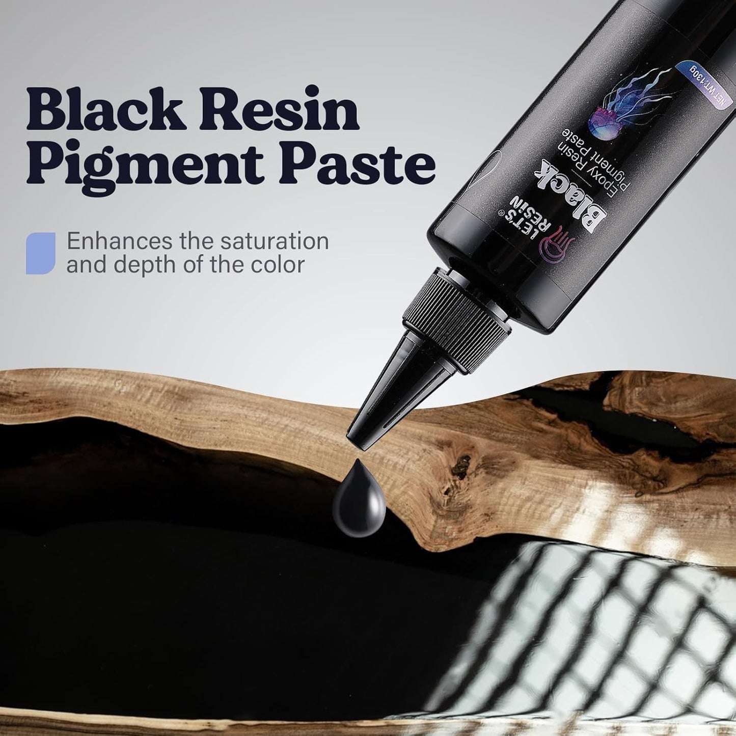 LET'S RESIN High Concentrated Black Epoxy Resin Pigment Paste, 100ml, Opaque Resin Dye for Art, River Table, Jewelry Making, Coasters