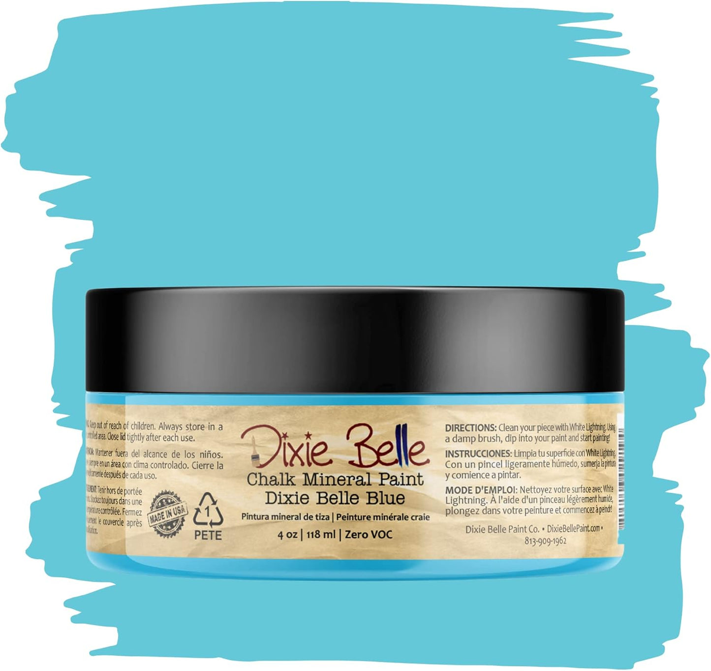 Dixie Belle Paint Company Chalk Finish Furniture Paint - Dixie Belle Blue (4oz) - Matte Sky-Blue Chic Chalk Mineral DIY Furniture Paint